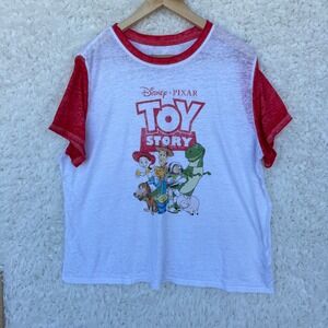 Disney Pixar Toy Story Graphic T Shirt White Red Sleeve Cartoon Movie‎ SIze XL
